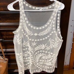 LC sheer mesh tank top with lace design